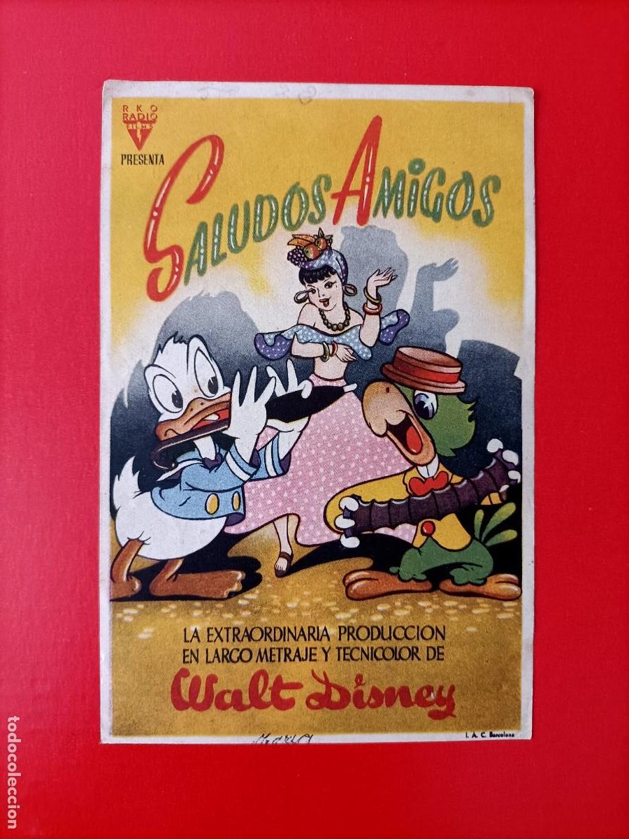 Cine: PROGRAMA. WALT DISNEY. SALUDOS AMIGOS, C/P. CINE KURSAAL, PUBLIA. COMO NUEVO.