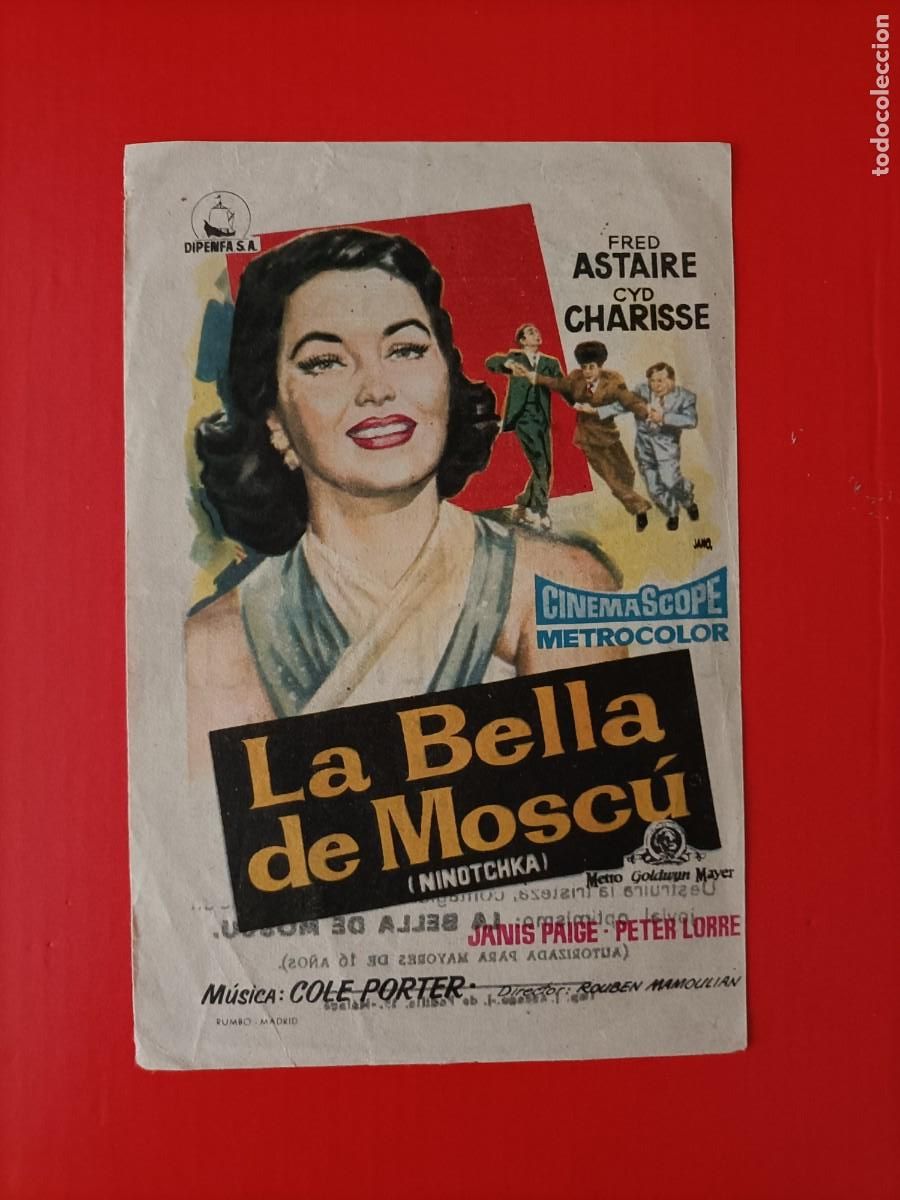  Flyers Publicitaires de films Anciens: LA BELLA DE MOSC&Uacute;. FRED ASTAIRE, C/P. CINE ECHEGARAY, 1961. CID CHARISSE. BUEN ESTADO.