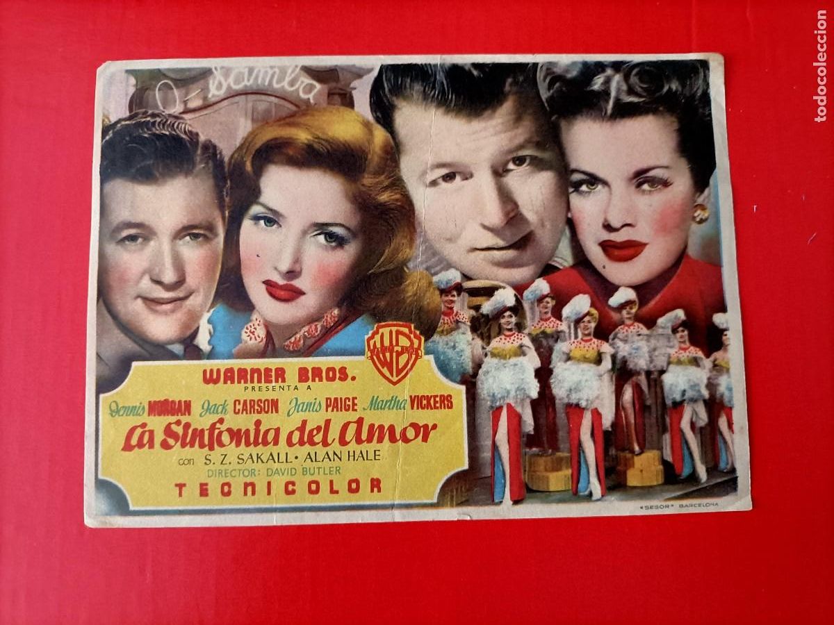 Cine: LA SINFONIA DEL AMOR. C/P. CINE MODERNO. PERFECTO ESTADO. DENIS MORGAN, JACK CARSON.