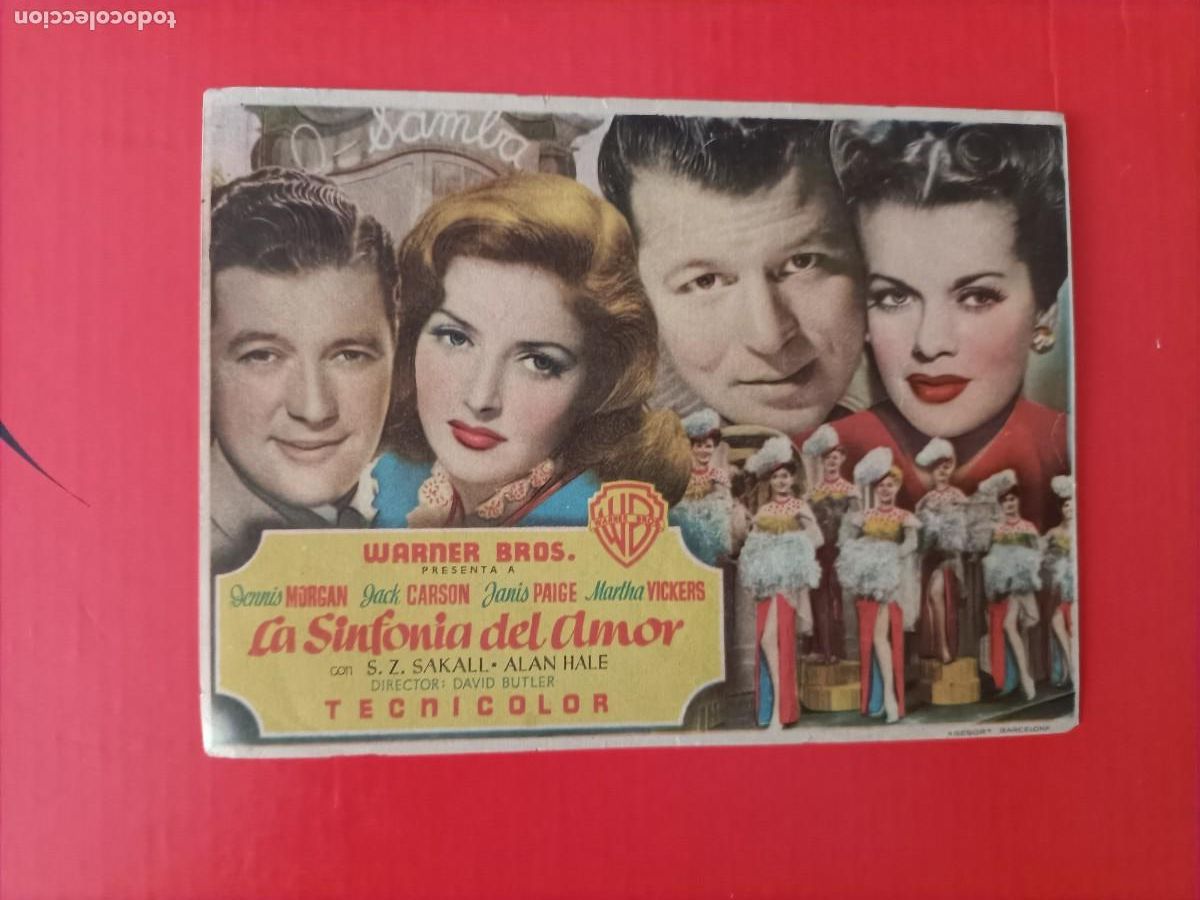 Cine: LA SINFONIA DEL AMOR. DENIS MORGAN, JACK CARSON, JAN&Iacute;S PAIGE. S/P.