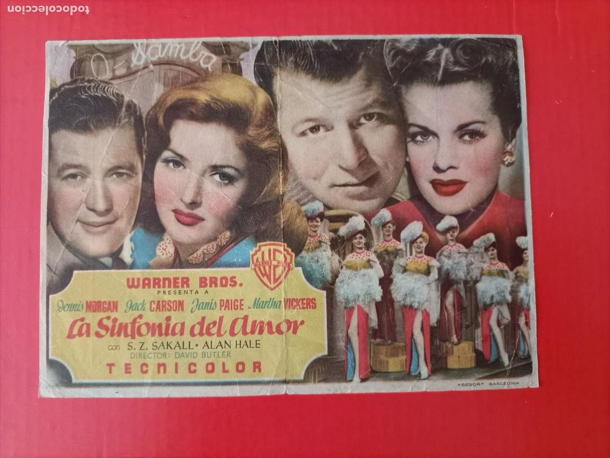 Cine: LA SINFONIA DEL AMOR. DENIS MORGAN, JACK CARSON. C/P. CINE ECHEGARAY, M&Aacute;LAGA.