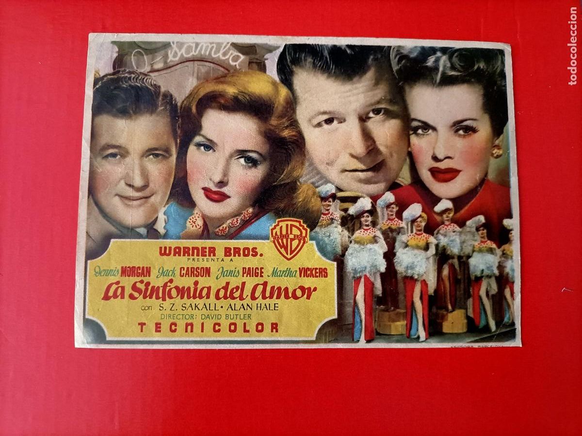 Cine: LA SINFONIA DEL AMOR. DENIS MORGAN. C/P. CINE ECHEGARAY, M&Aacute;LAGA. EST&Aacute; NUEVO.