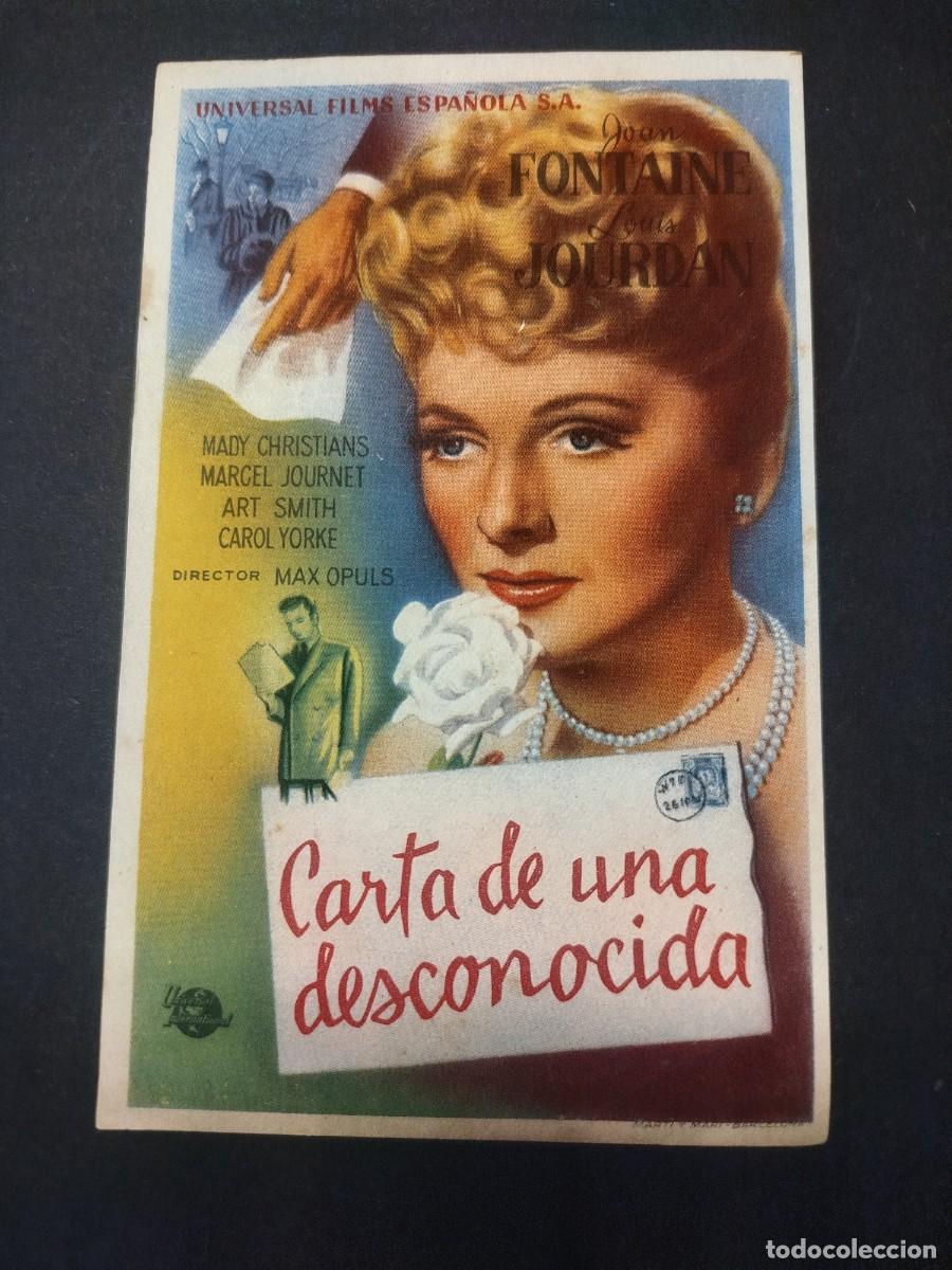 Cine: CARTA DE UNA DESCONOCIDA PROGRAMA DE MANO S/P - Foto 1