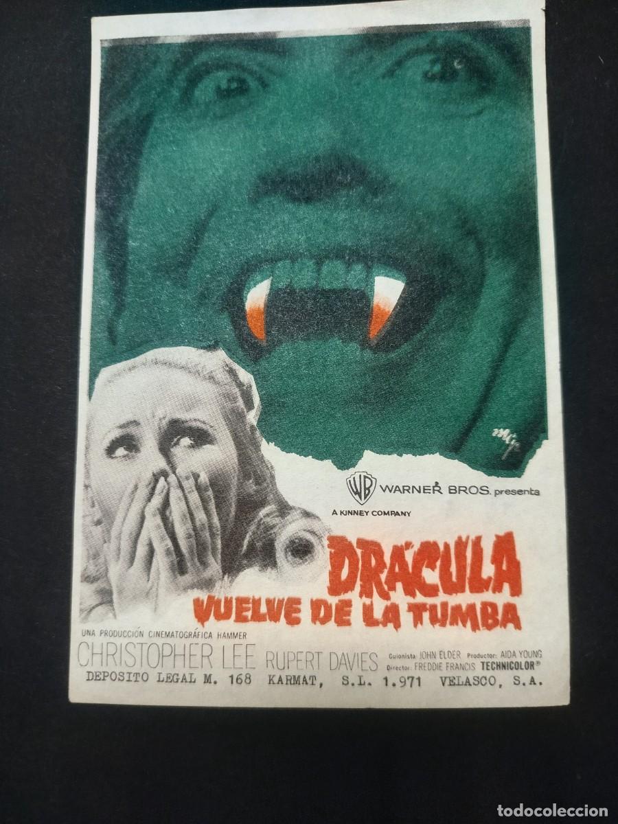 Cine: DR&Aacute;CULA VUELVE DE LA TUMBA PROGRAMA DE MANO S/P