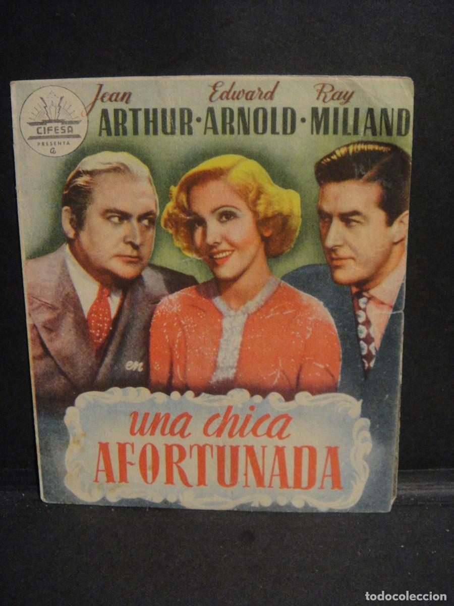 Cine: una chica afortunada - folleto de mano doble - sin publicidad de cine