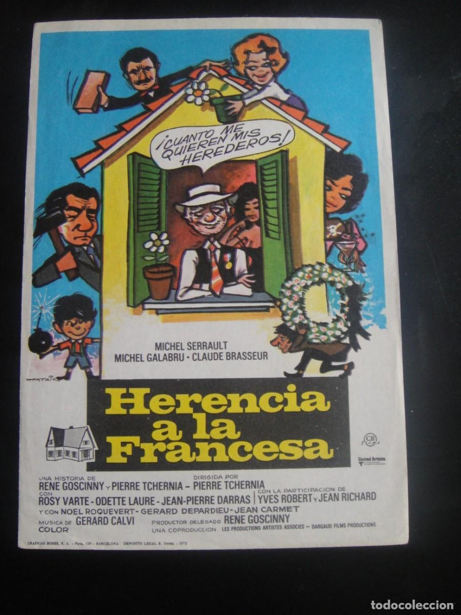 Cine: herencia a la francesa - folleto de mano - sin publicidad de cine