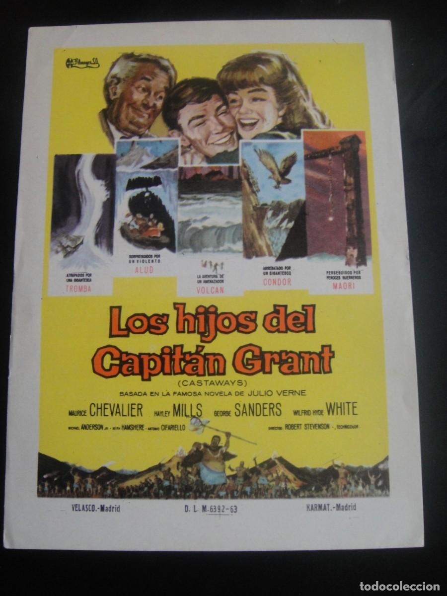 Cine: los hijos del capitan grant - folleto de mano - sin publicidad de cine