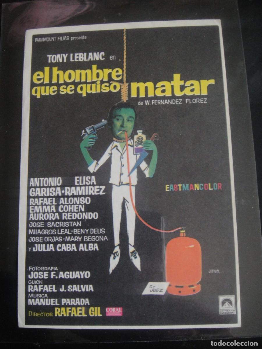 Cine: el hombre que se quiso matar - folleto de mano - sin publicidad de cine