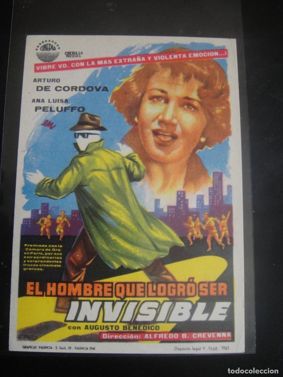 Cine: el hombre que logro ser invisible - folleto de mano - sin publicidad de cine