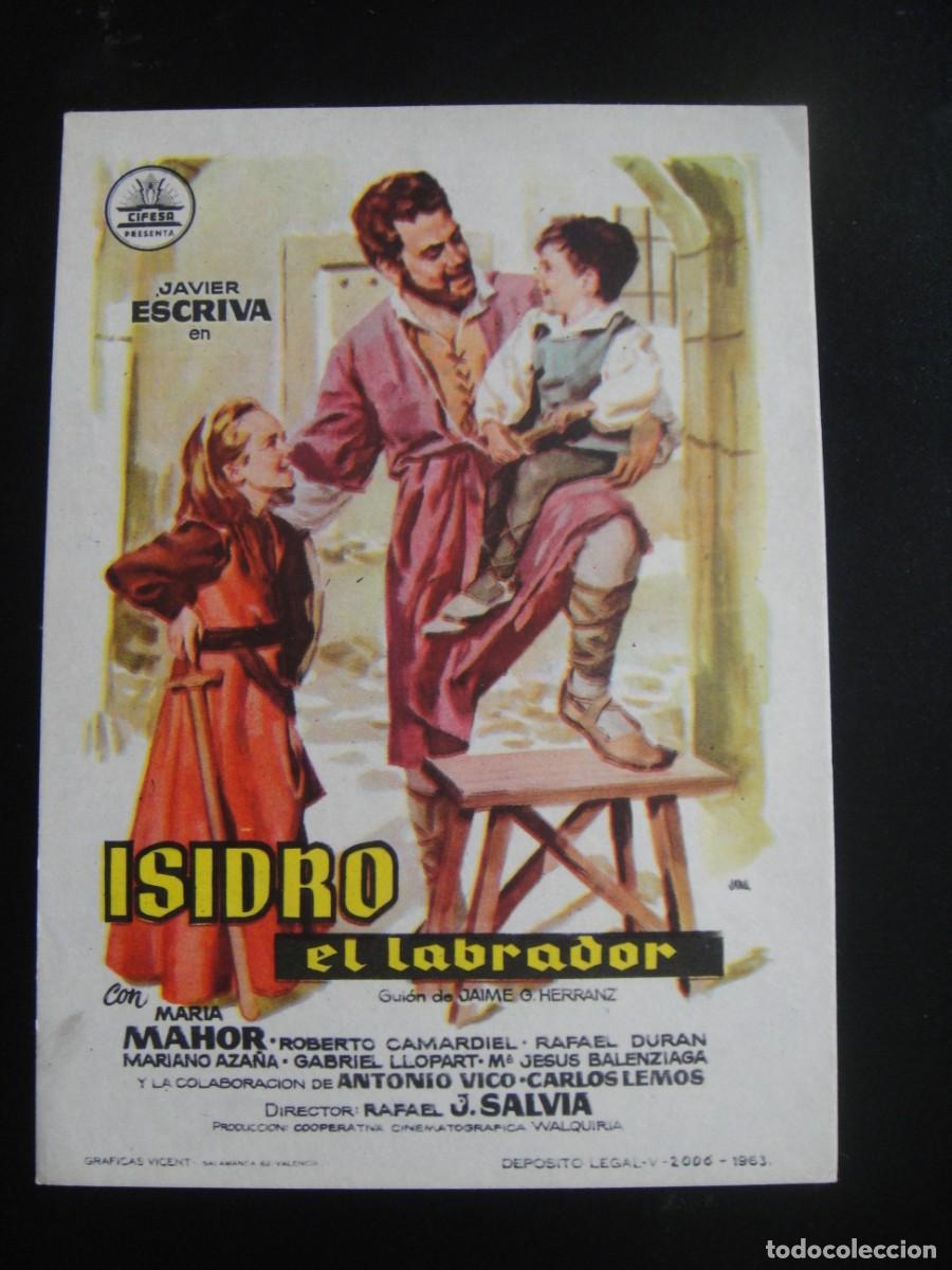 Cine: isidro el labrador - folleto de mano - sin publicidad de cine