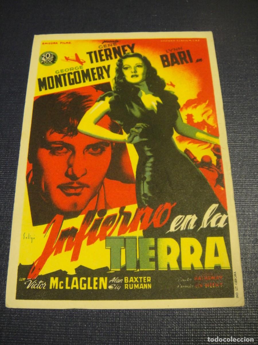 Cine: infierno en la tierra - folleto de mano - sin publicidad de cine