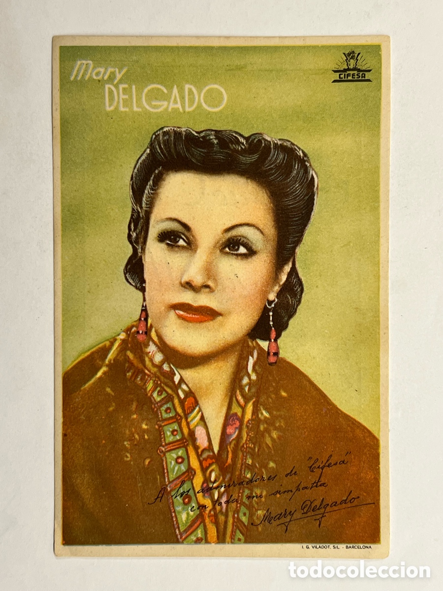 Cine: MARY DELGADO.. CIFESA, publicidad reverso Almacenes Eugenio Cortes Quirell.. BADAJOZ