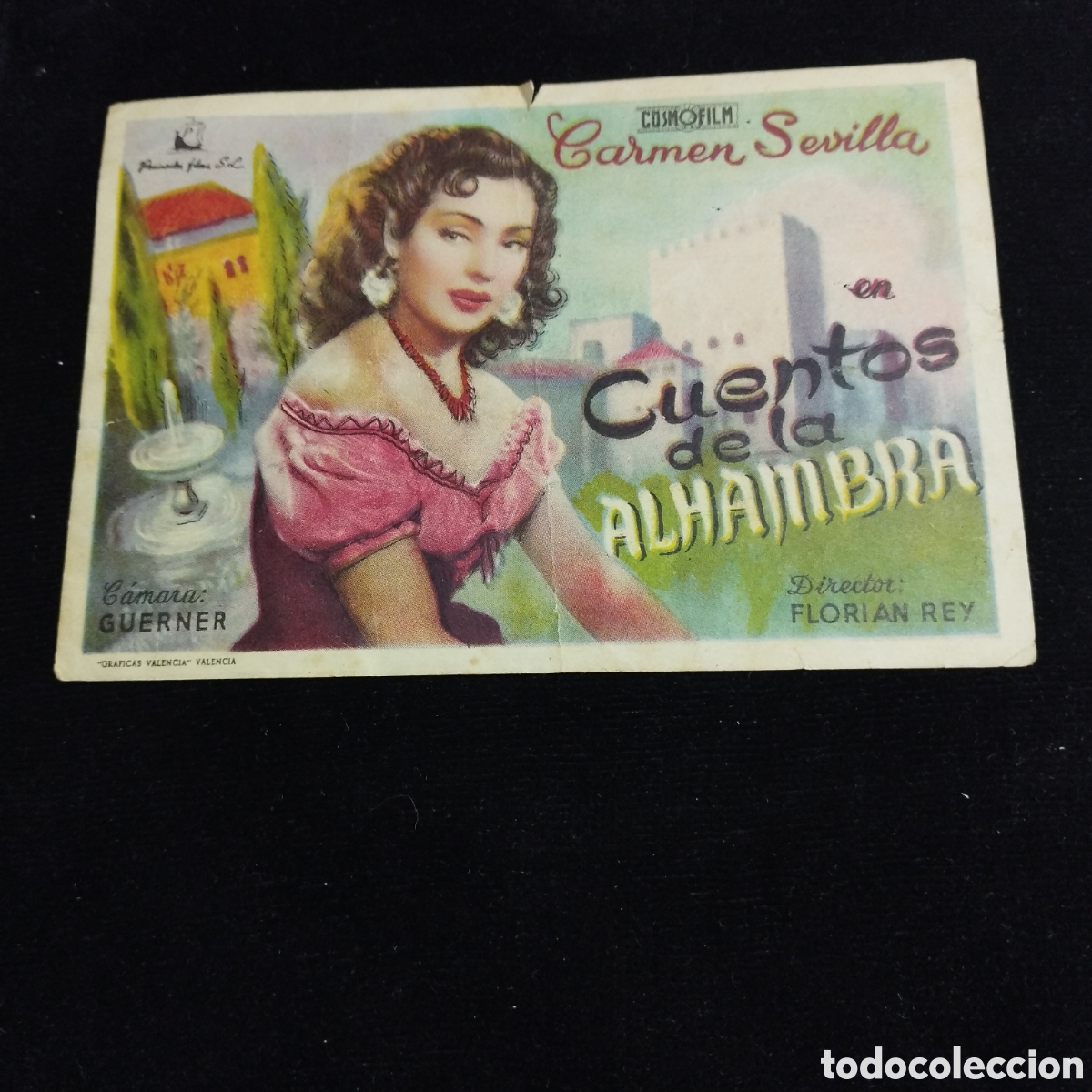 Cine: Programa de cine, sencillo. Cuentos de la Alhambra. Carmen Sevilla. 1951 . Arenas, Liceo, Alborada.
