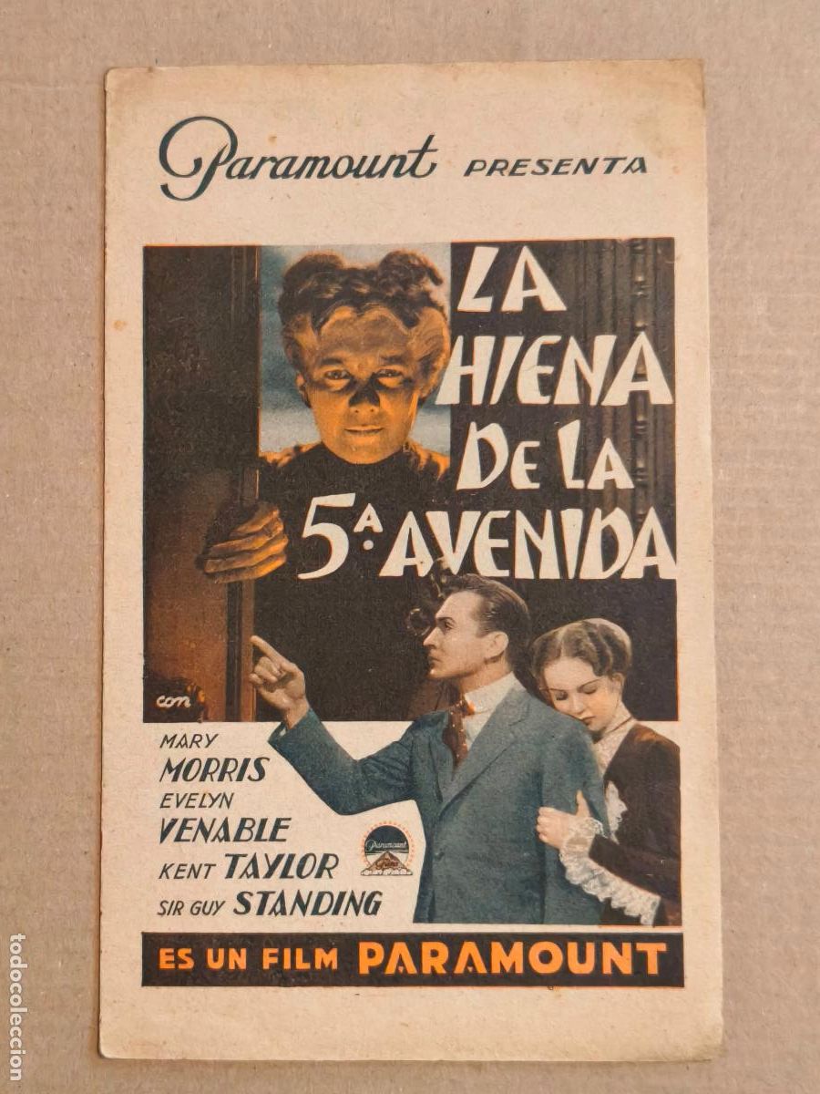 Cine: LA HIENA DE LA QUINTA AVENIDA PROGRAMA DE CINE 1936