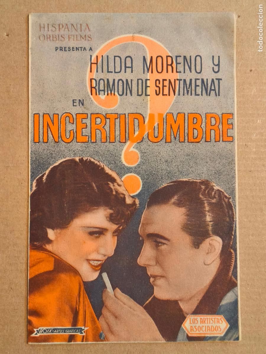 Cine: INCERTIDUMBRE PROGRAMA DE CINE 1937