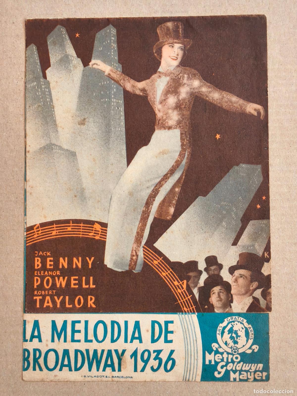 Cine: LA MELODIA DE BROADWAY 1936 PROGRAMA DE CINE 1936
