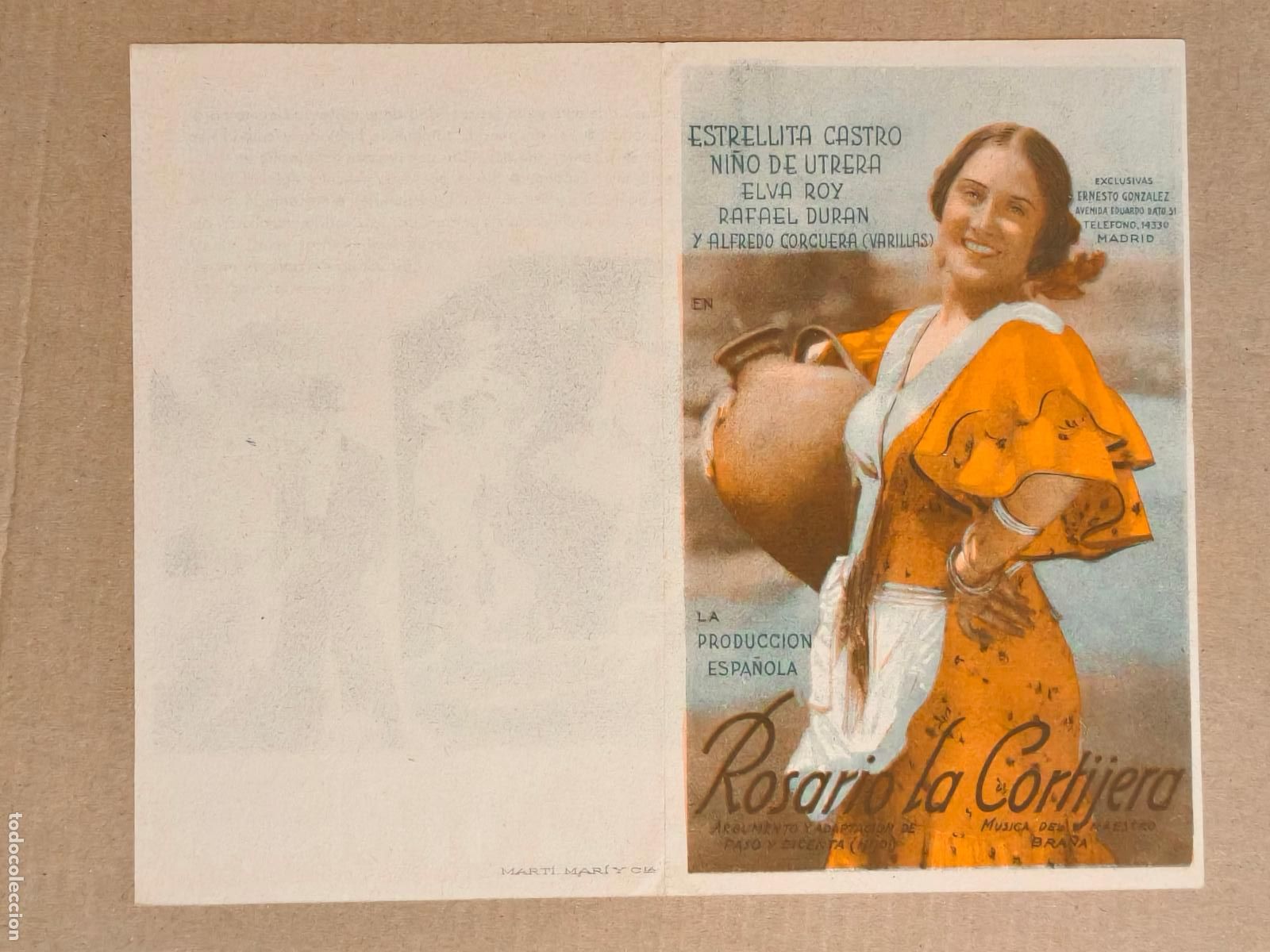 Cine: ROSARIO LA CORTIJERA PROGRAMA DE CINE 1935