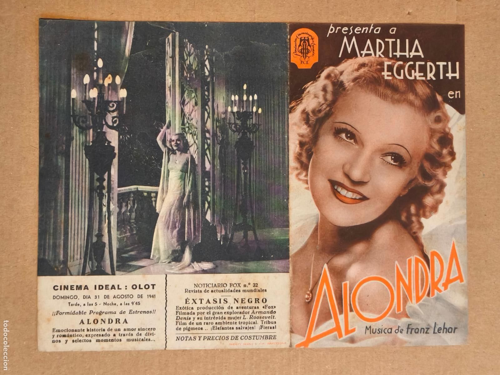 Cine: ALONDRA PROGRAMA DE CINE 1941