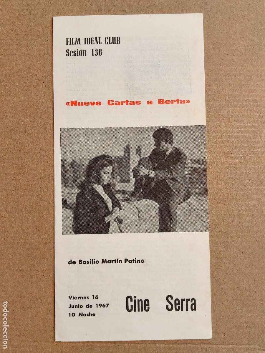 Cine: NUEVE CARTAS A BERTA PROGRAMA DE CINE 1967