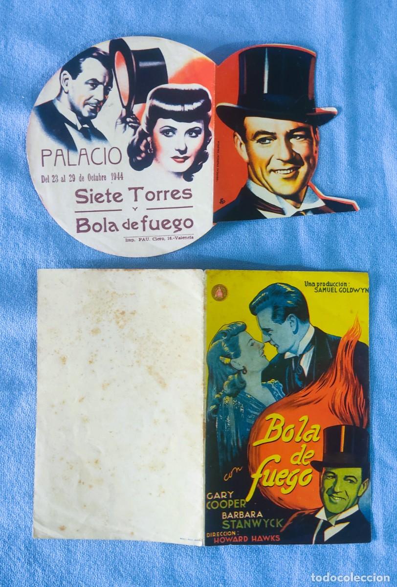Cine: 2 PROGRAMAS DE CINE BOLA DE FUEGO GARY COOPER SALA PALACIO 1944