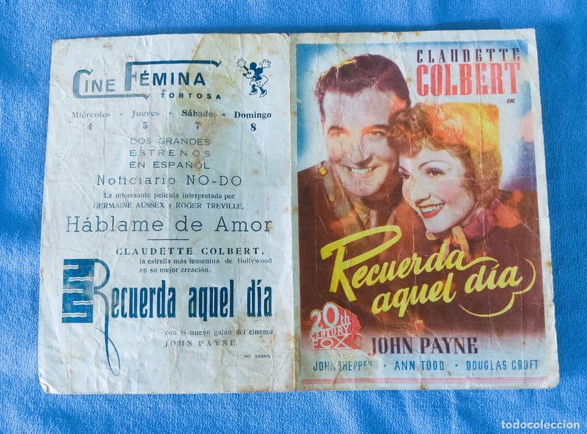 Cine: RECUERDA AQUEL DIA CINE FEMINA TORTOSA