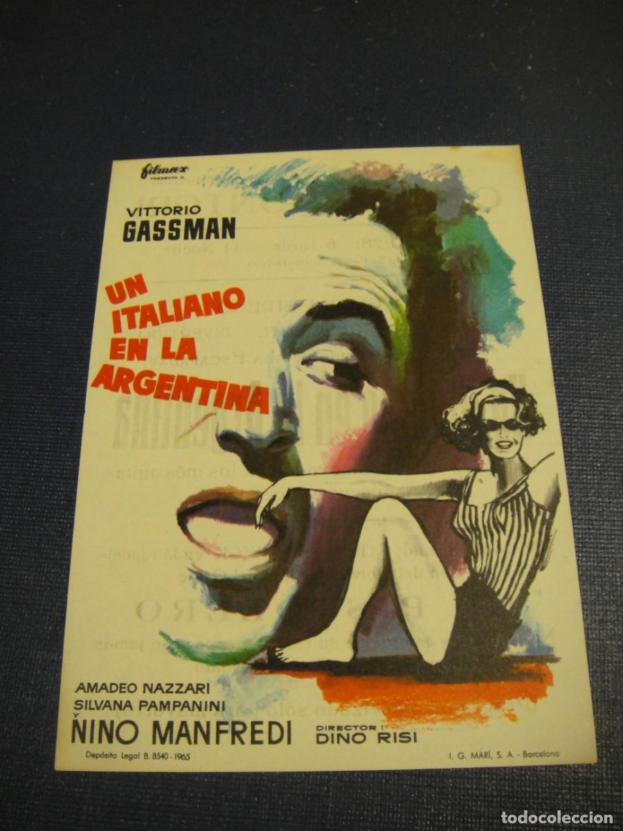 Cine: un italiano en la argentina - folleto de mano - publicidad cine motgri , torroella de montgri