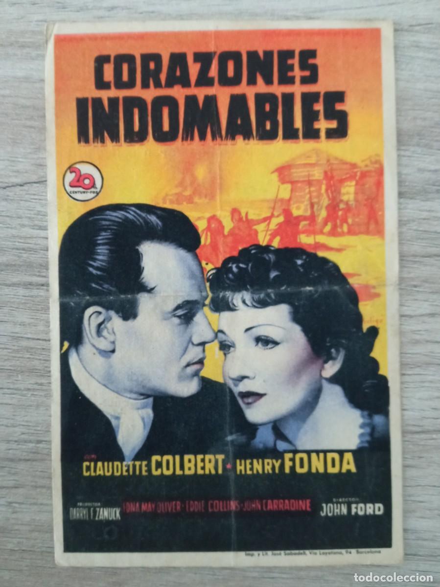 Cine: CORAZONES INDOMABLES, CLAUDETTE COLBERT, HENRY FONDA, SOLIG&Oacute;, CINE LA PAZ, CHELLA, VALENCIA