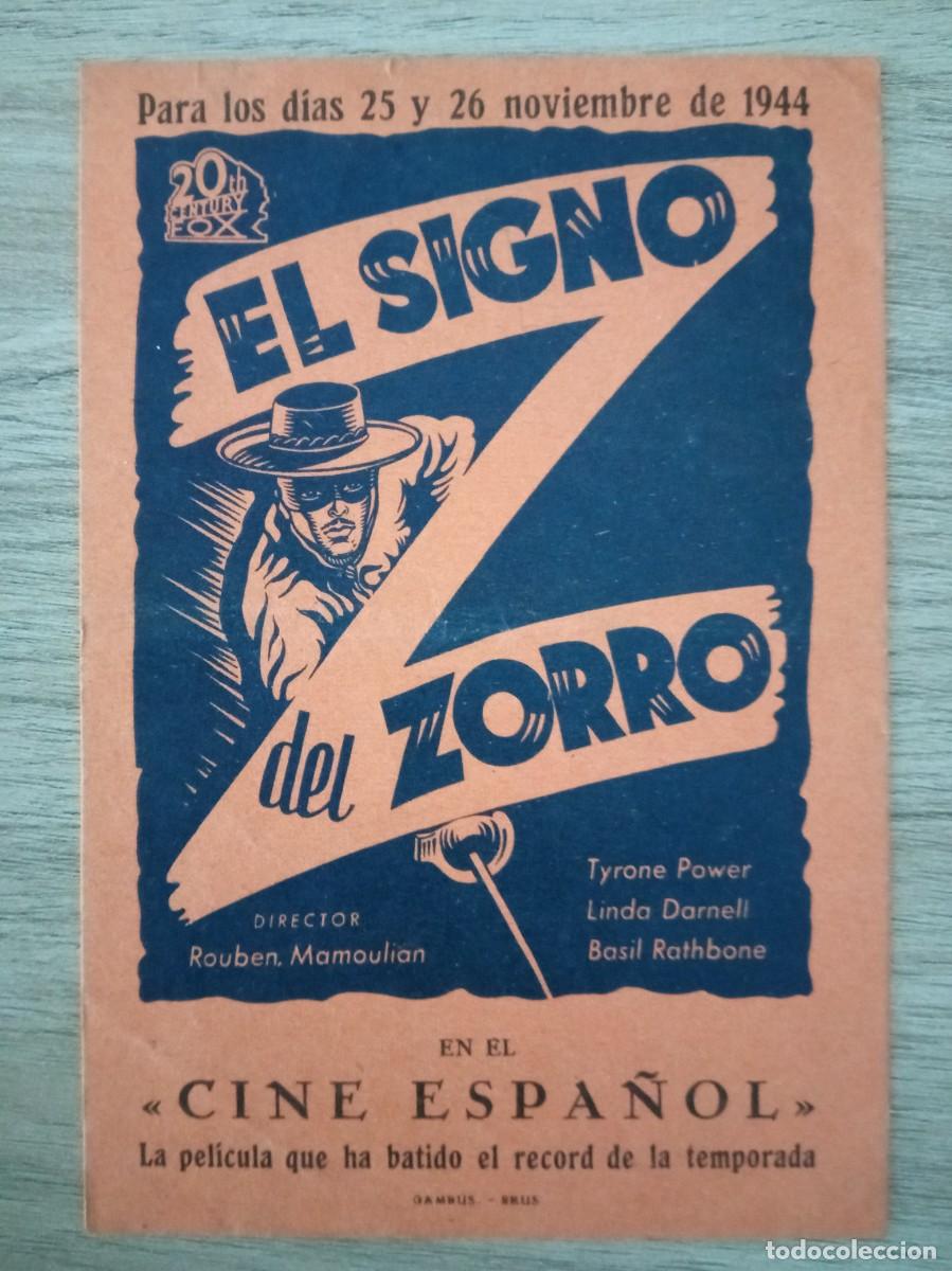 Cine: EL SIGNO DEL ZORRO, TYRONE POWER, CINE ESPA&Ntilde;OL, IMPRENTA DE REUS