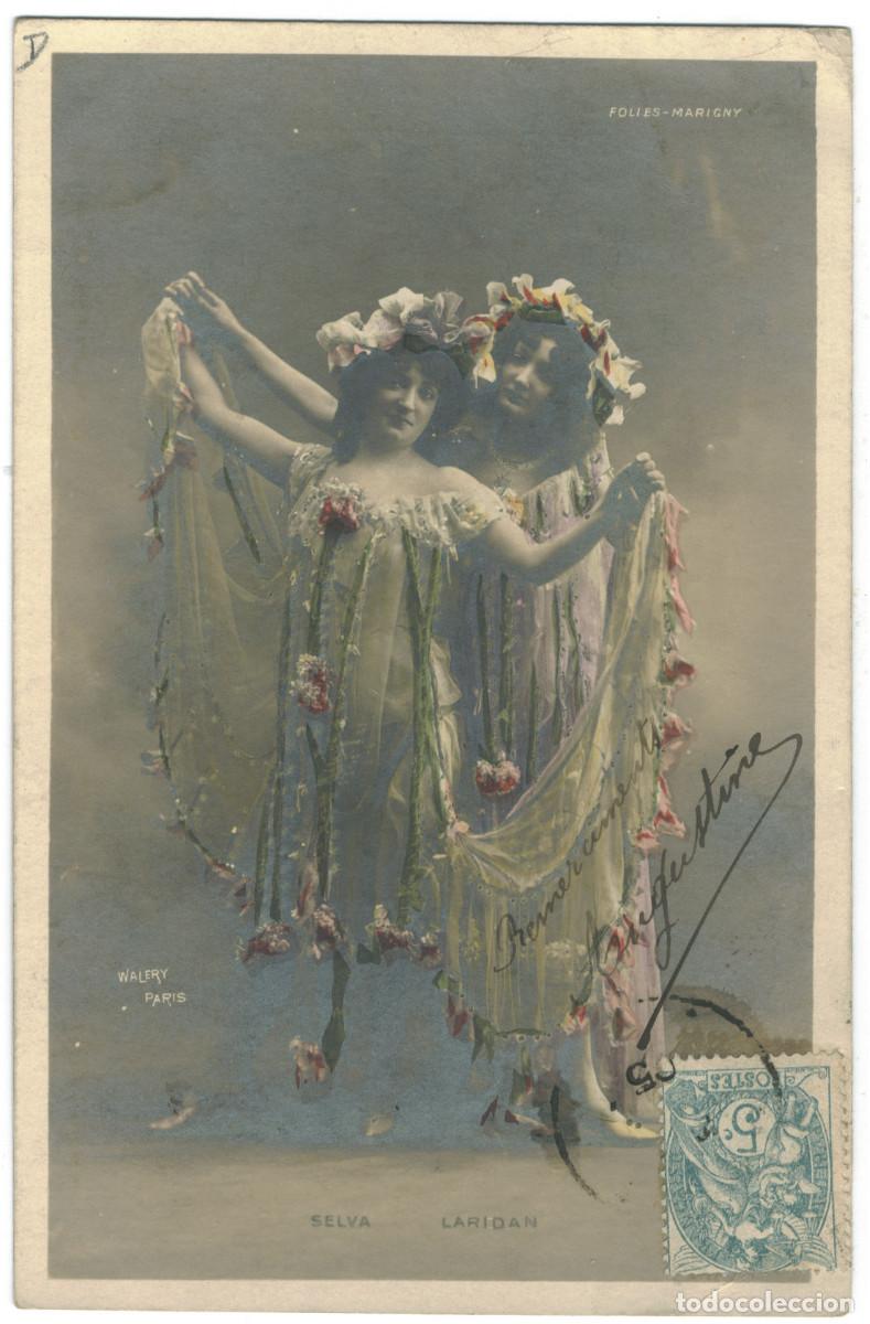 Cine: Serie 2 Postales Actriz Belle &Eacute;poque SELVA & LARIDAN_&Eacute;toile. 662-42. Folies Berg&eacute;re. Photo Wal&eacute;ry