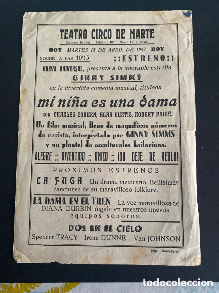 Cine: Programa de cine Mi ni&ntilde;a es una dama - Foto 2