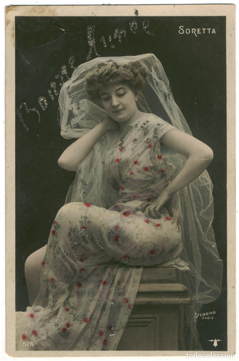 Cine: Serie 4 Postales Actriz Belle &Eacute;poque SORETTA_Campana alada. 576. Photo Stebbing