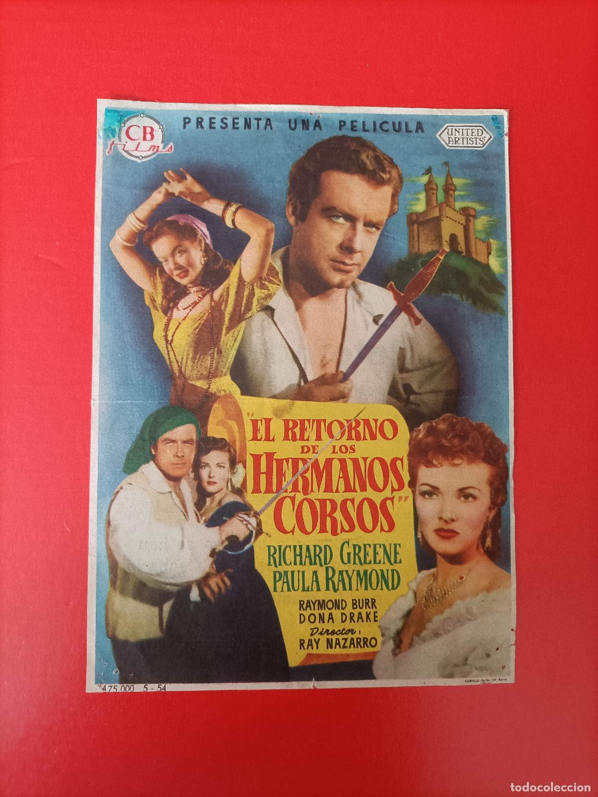 Cine: EL RETORNO DE LOS HERMANOS CORSOS. C/P. CINE IDEAL LARACHE. RICHARD GREENE.