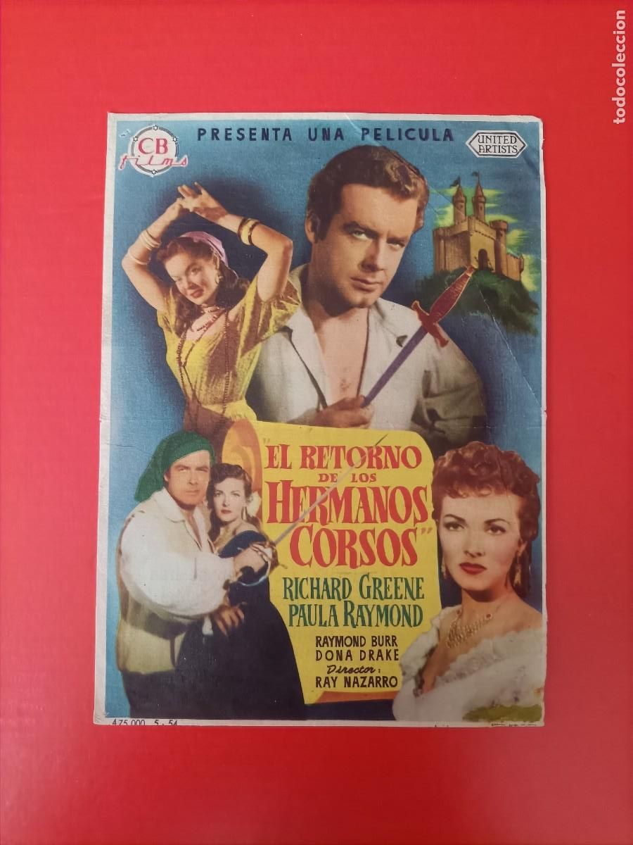 Cine: EL RETORNO DE LOS HERMANOS CORSOS. C/P. CINE IDEAL LARACHE. RICHARD GREENE.