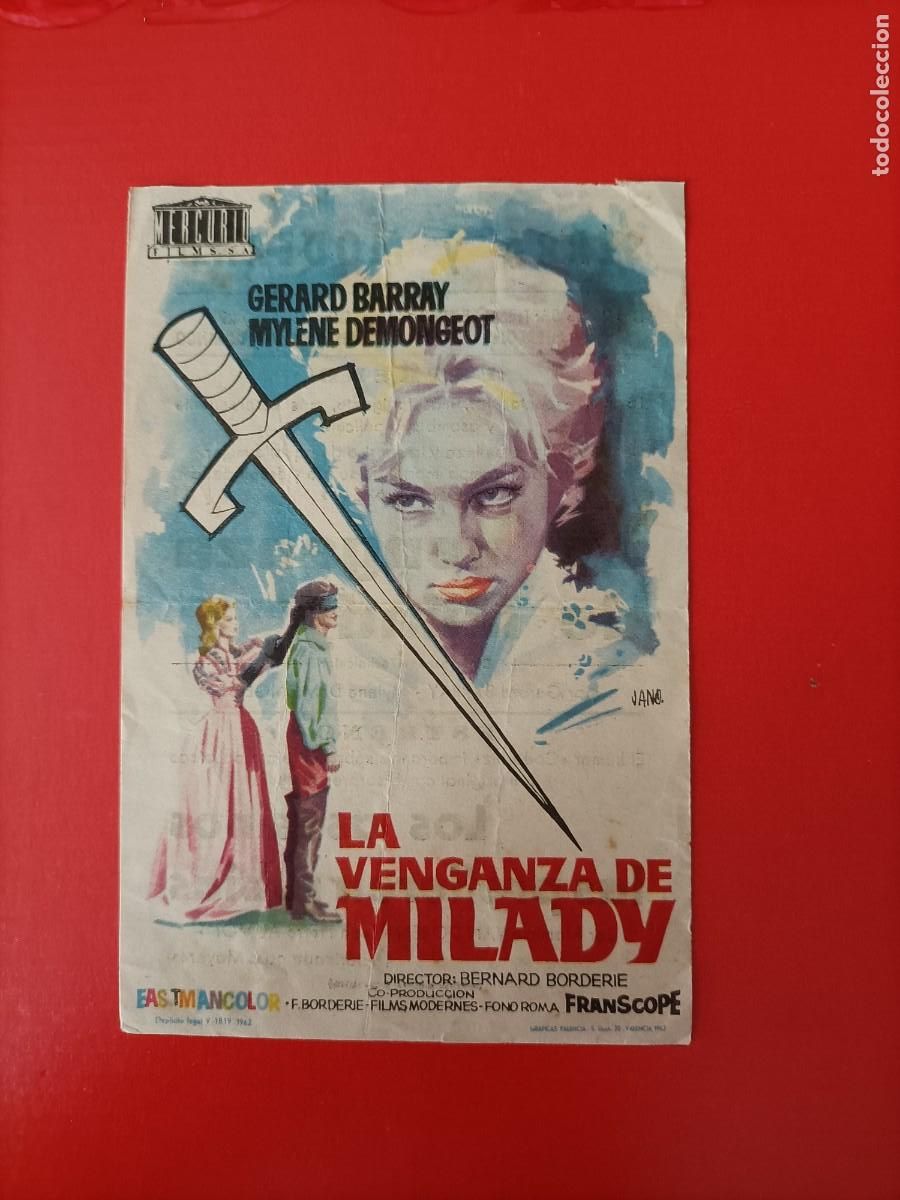 Cine: LA VENGANZA DE MILADY. MYLENE DE MONGEOT. C/P. CINE, SERRA Y MODERNO.MATAR&Oacute;.