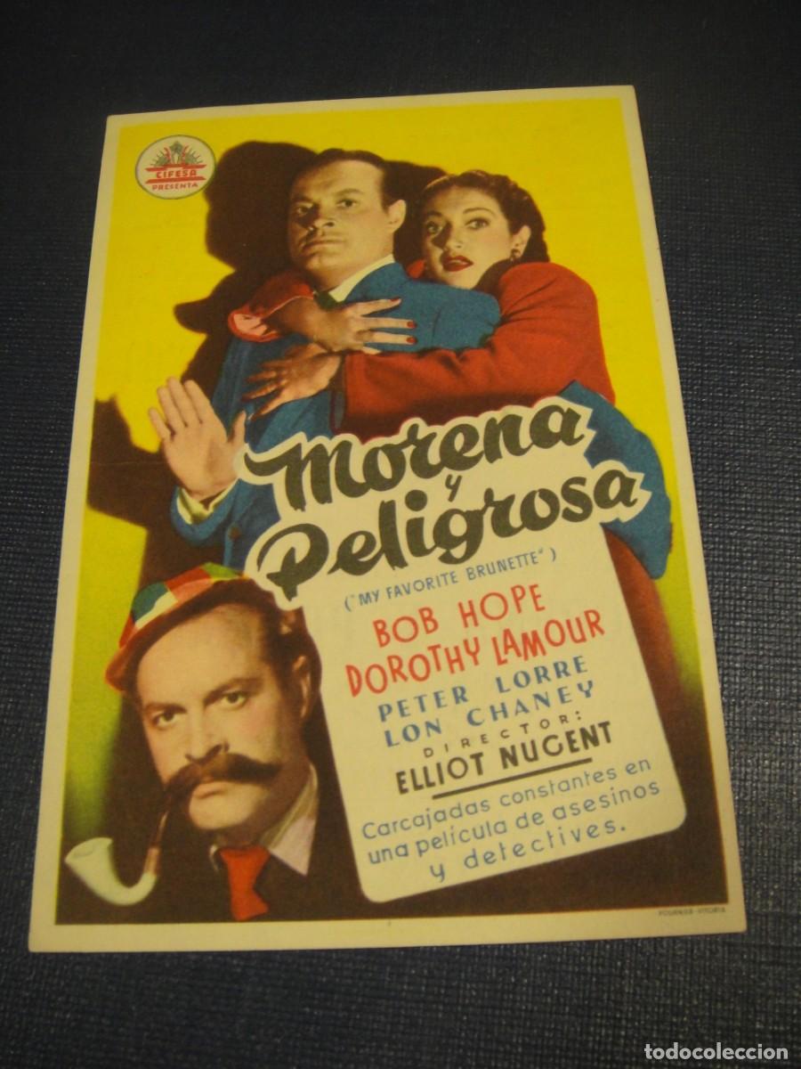 Cine: morena y peligrosa - folleto de mano - publicidad cine ateneo , tarrega