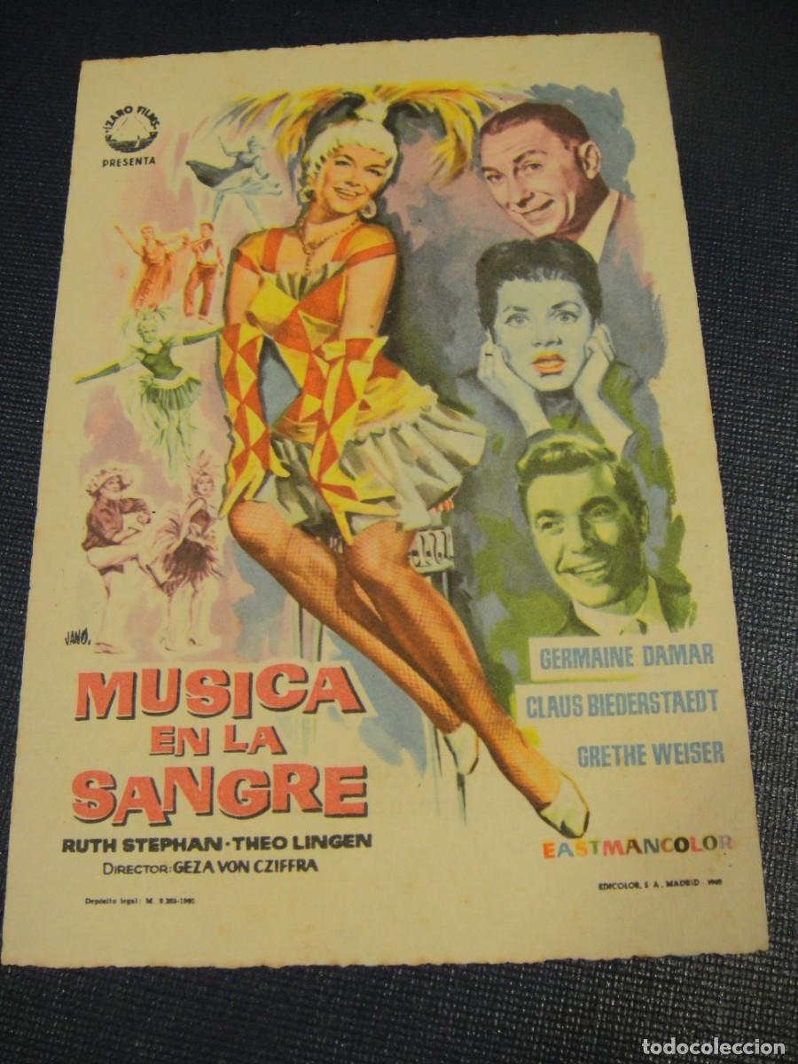 Cine: musica en la sangre - folleto de mano - publicidad cine bartrina