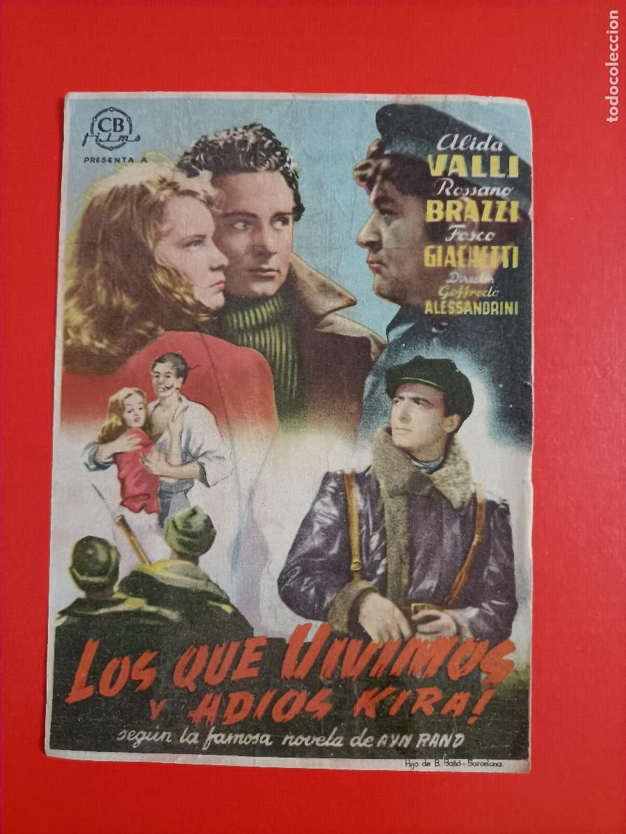 Cine: LOS QUE VIVIMOS Y ADIOS KIRA. ALIDA VALLI, ROSSANO BRAZZI. S/P.