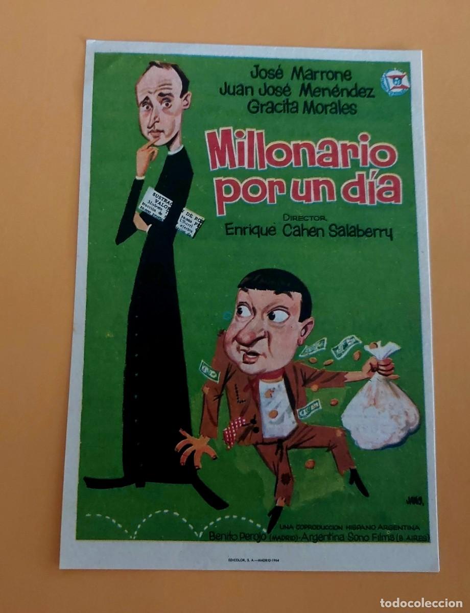 Cine: Millonario por un Dia Con Publicidad al dorso A&ntilde;o 1963 Cine Las Vegas Figueres