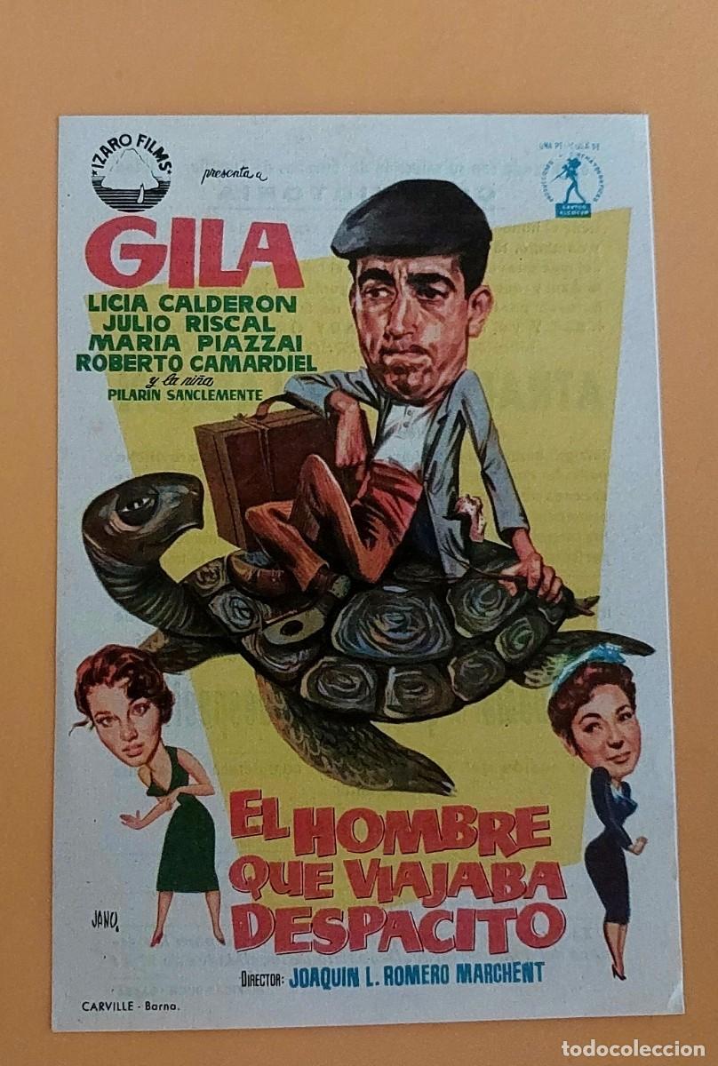 Cine: El Hombre que Viajaba Despacito Gila Con Publicidad al dorso A&ntilde;o 1957 Cine Victoria