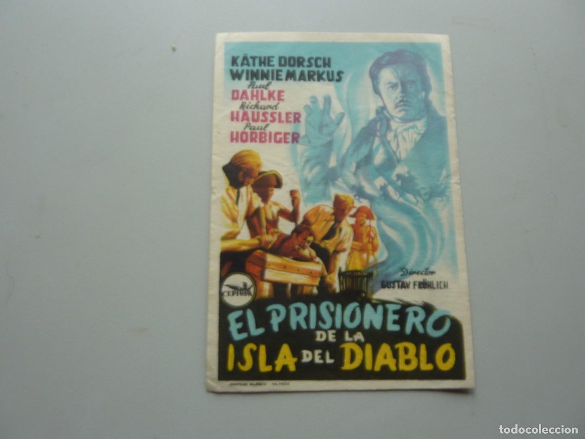 Cine: Folleto de cine EL PRISIONERO DE LA ISLA DEL DIABLO con publicidad