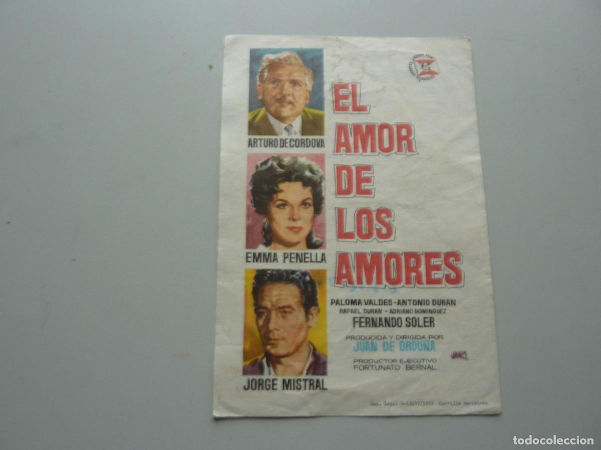 Cine: Folleto de cine EL AMOR DE LOS AMORES con publicidad