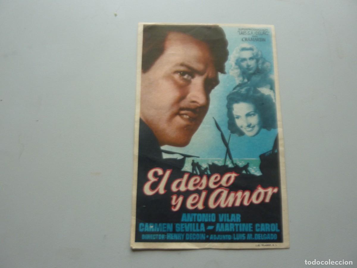 Cine: Folleto de cine EL DESEO Y EL AMOR con publicidad