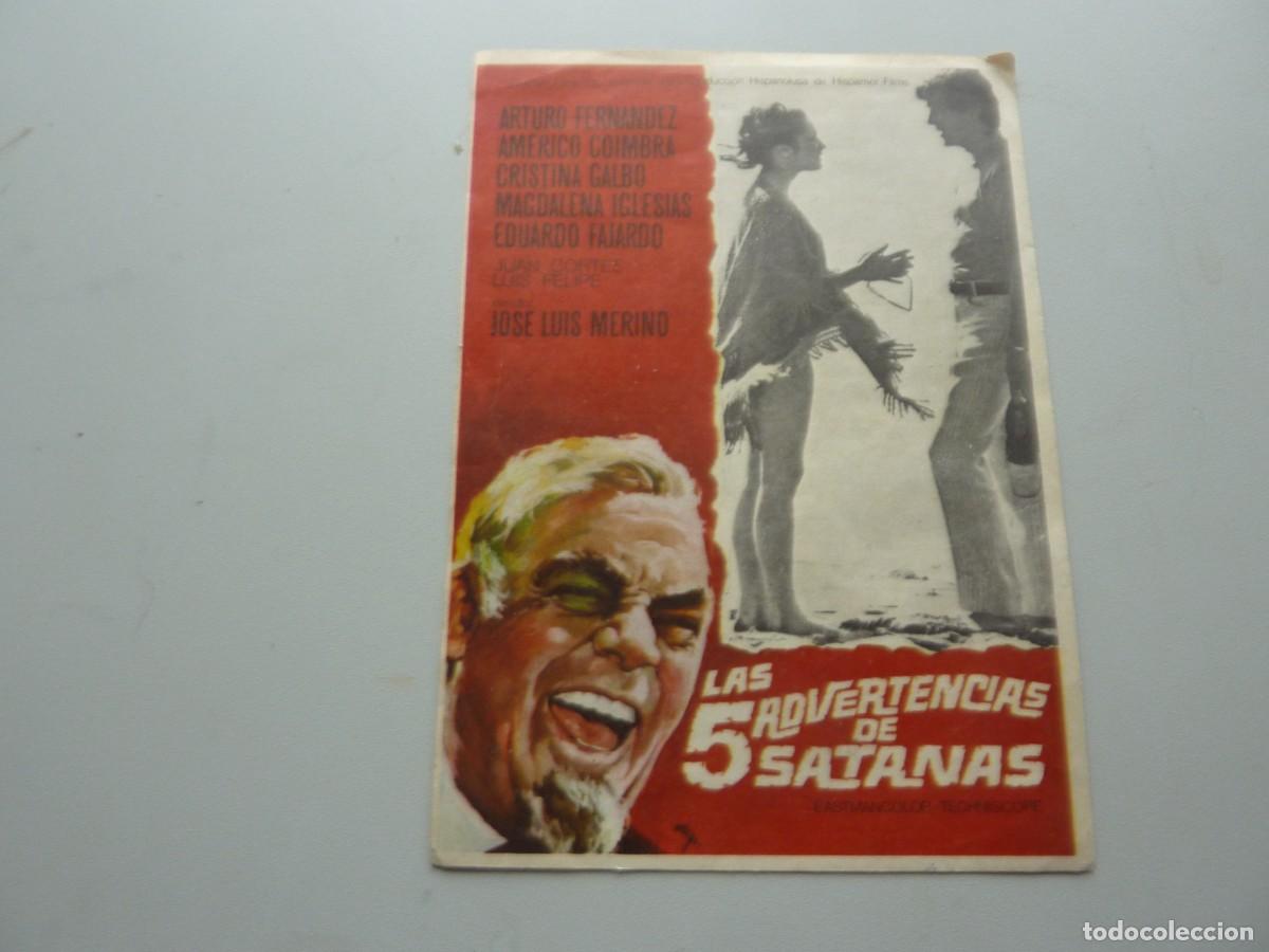Kino: Folleto de cine LAS 5 ADVERTENCIAS DE SATANAS con publicidad