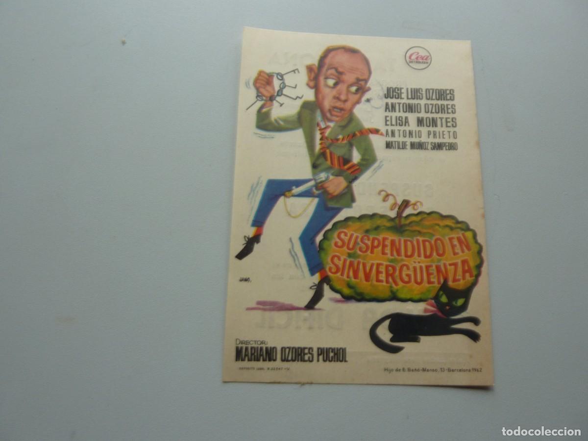 Cine: Folleto de cine SUSPENDIDO EN SINVERGUENZA con publicidad