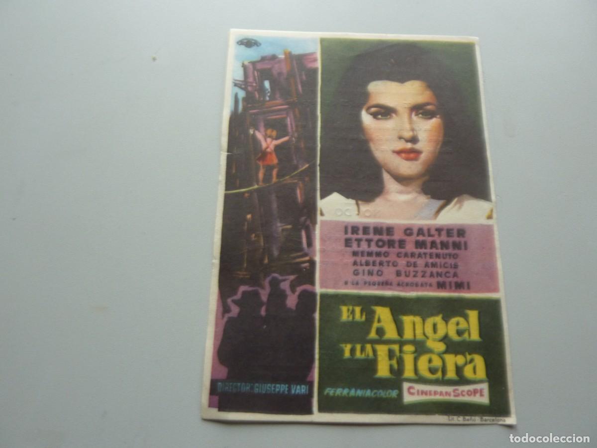 Cine: Folleto de cine EL ANGEL Y LA FIERA con publicidad