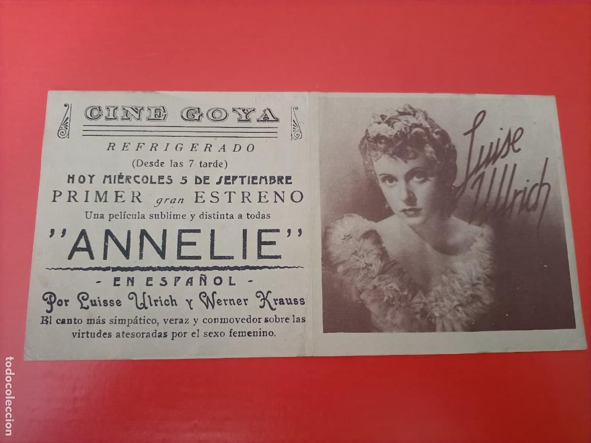 Kino: ANNELIE. LUISE ULRICH, WERNER KRAUS. C/P. CINE GOYA. MUY BUEN ESTADO.