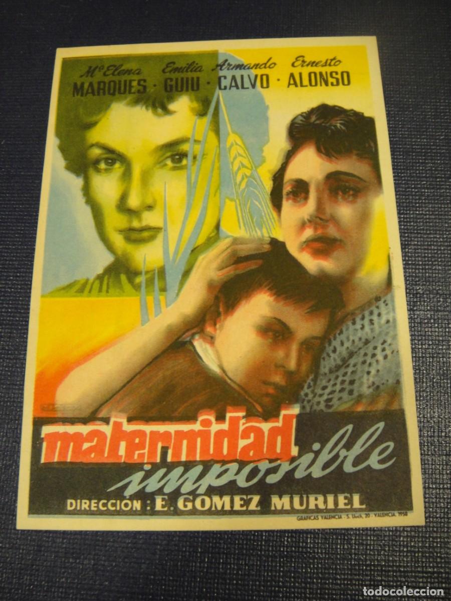 Cine: maternidad imposible - folleto de mano - publicidad cine hemandad arturo mundet