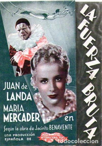 Cine: la fuerza bruta - folleto de mano doble - publicidad cine alhambra , zaragoza