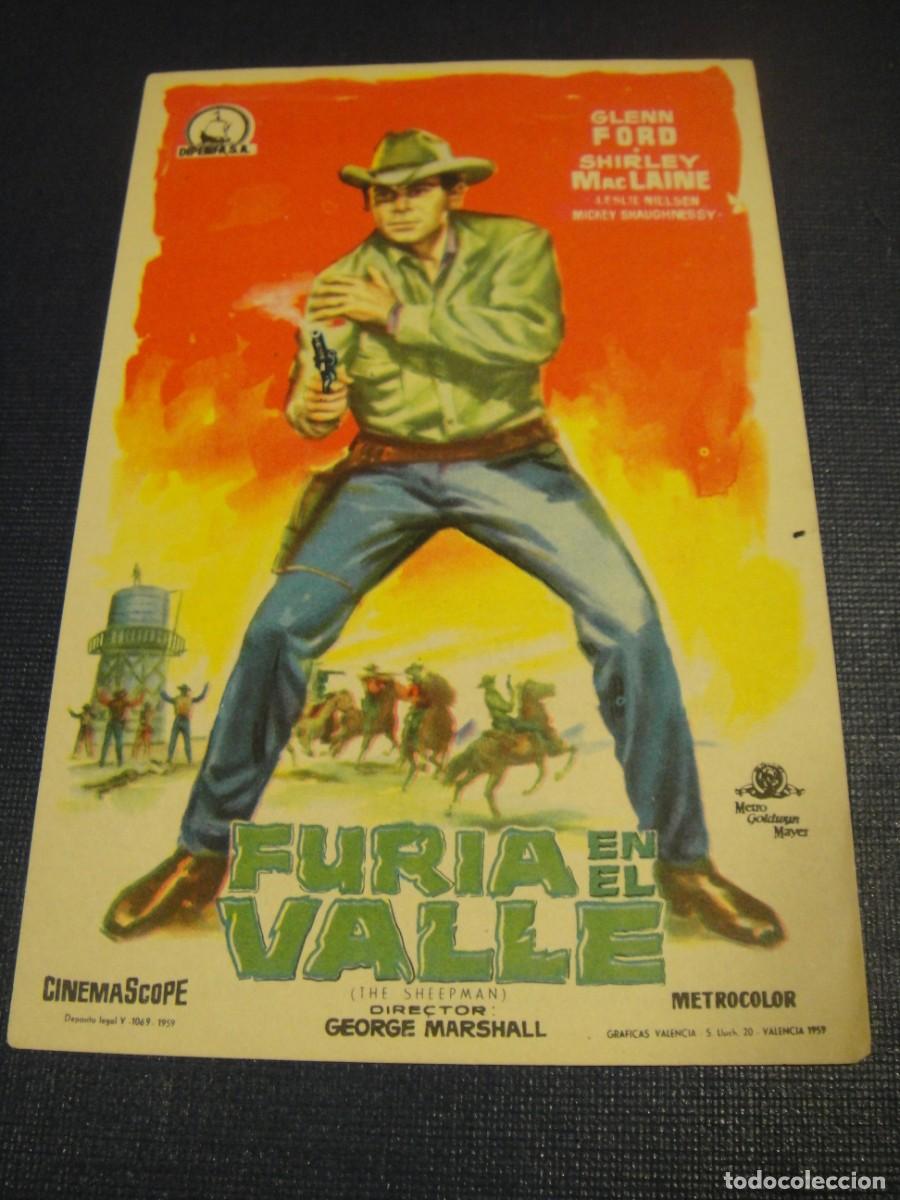 Cine: furia en el valle - folleto de mano - publicidad cine coliseo , zaragoza