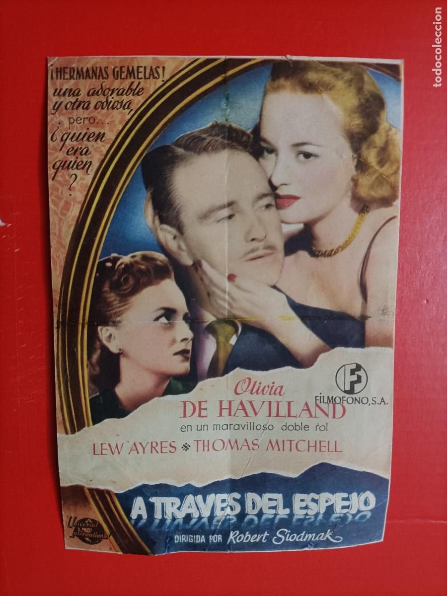 Cine: A TRAVES DEL ESPEJO. OLIVIA DE HAVILLAND, C/P. CINE VICTORIA.